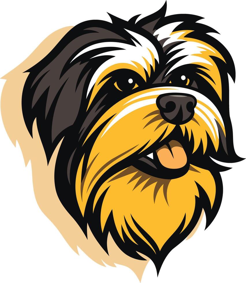Smiling Shih Tzu Dog with Black and Gold Fur vector