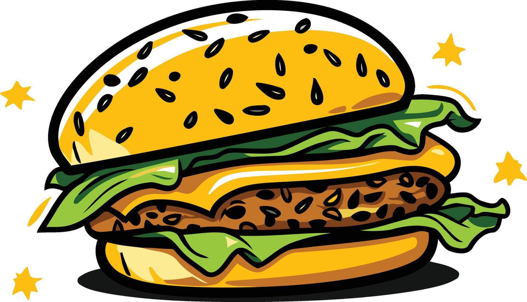 Cartoon cheeseburger with a retro, comic book style vector