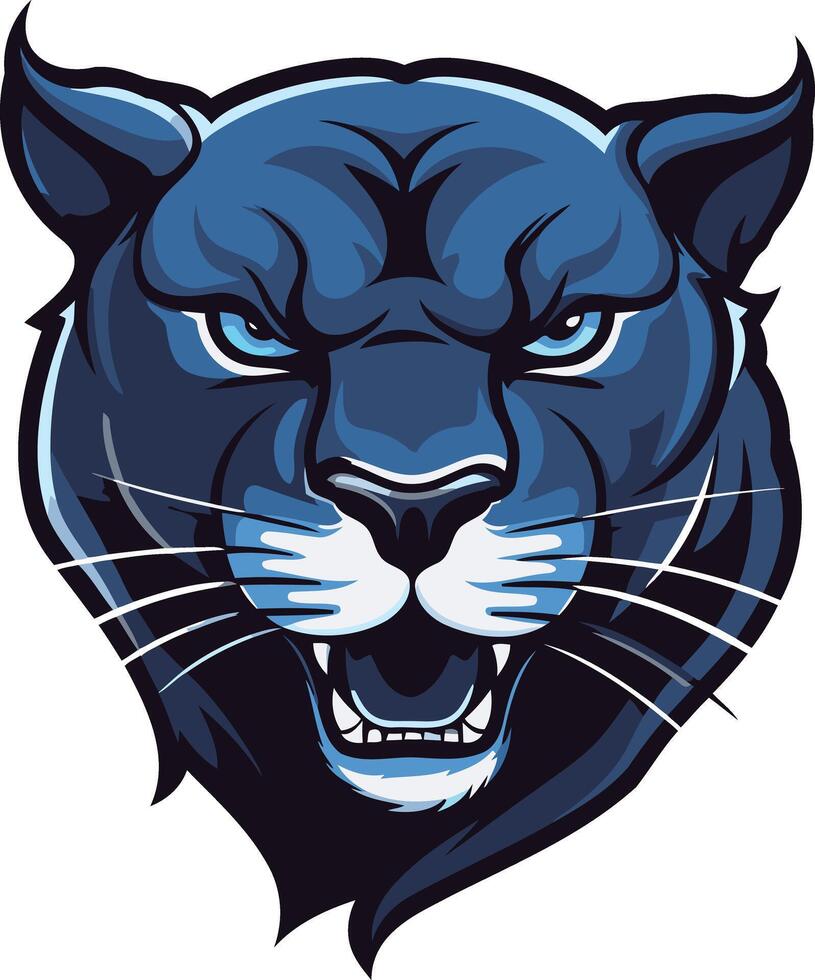 A Fierce Blue Panther with Open Mouth vector