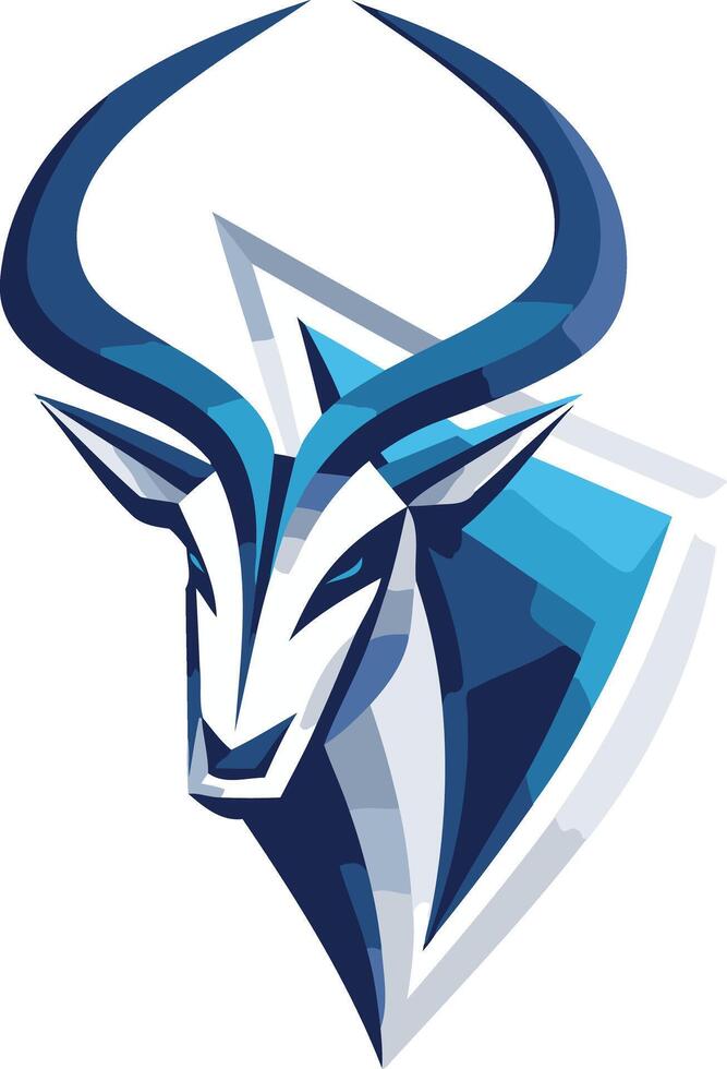Abstract Blue and White Antelope Logo vector