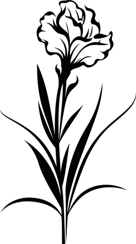 Elegant black and white silhouette of a single flower, perfect for design projects, wedding invitations, or floral arrangements vector