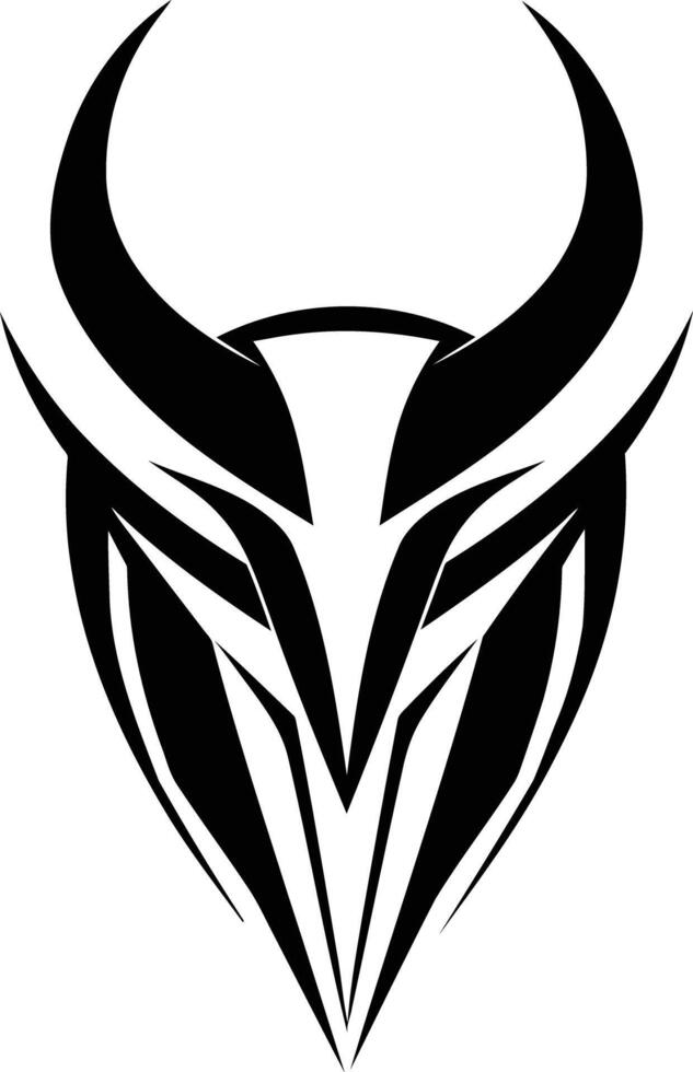 A bold, black and white logo design featuring a stylized bull's head vector