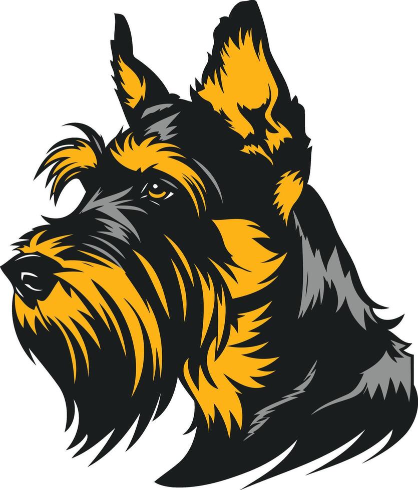 A bold and striking illustration of a schnauzer's head, perfect for use as a logo or mascot vector