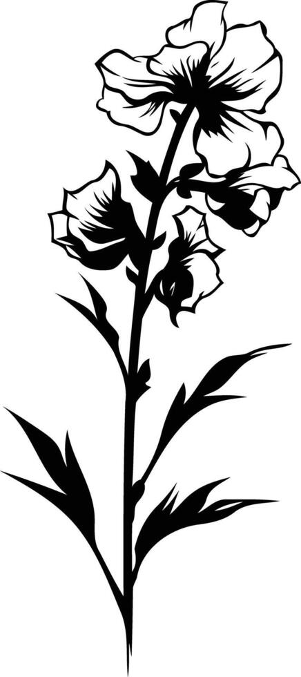 Elegant black and white silhouette of a single flower stem, perfect for adding a touch of botanical beauty to your designs vector