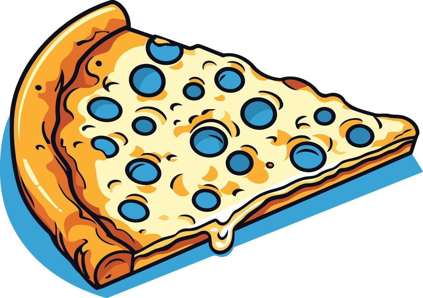 A cartoon slice of pizza with a unique twist this delicious-looking pizza features blueberries instead of pepperoni, making it perfect for a quirky, fun design vector