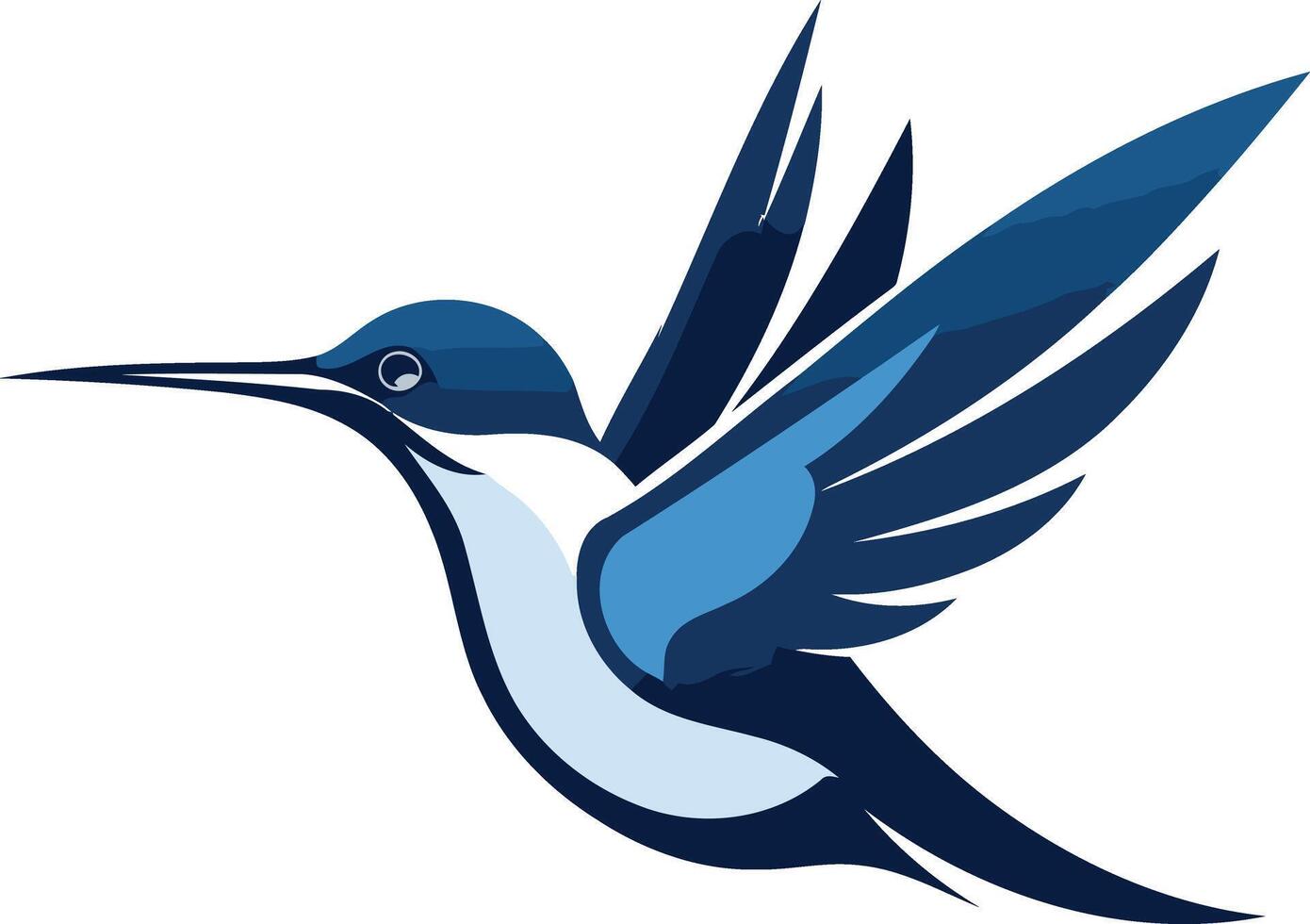 A stylized blue hummingbird in flight, perfect for logo design, branding, and nature-themed projects vector