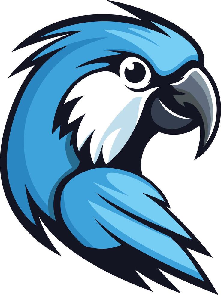 A bold and vibrant blue parrot head logo, perfect for sports teams, gaming communities, or any brand looking for a unique and eye-catching design vector