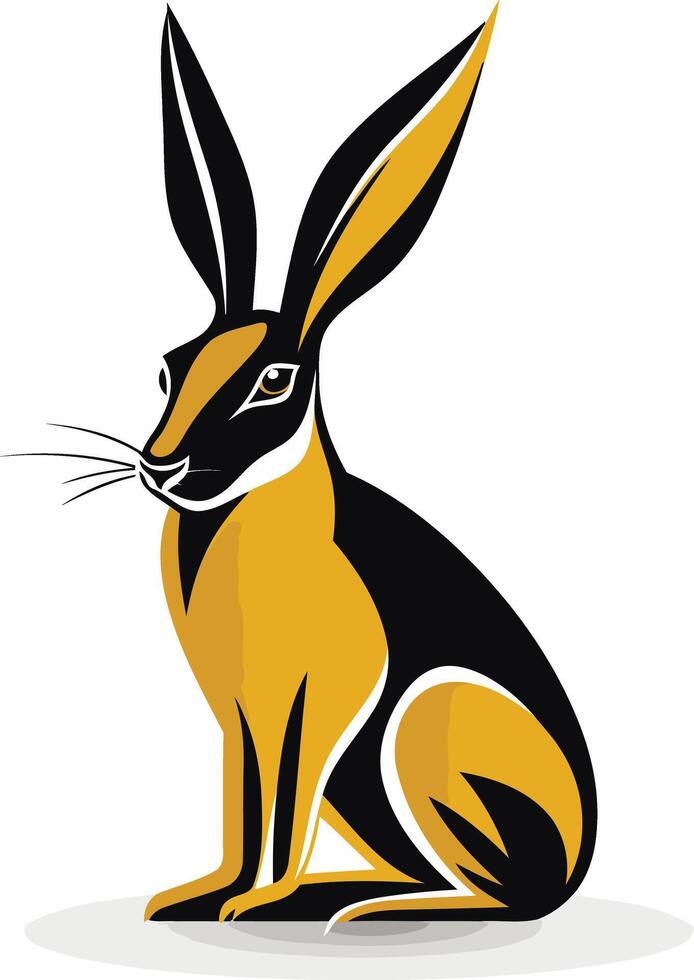 A stylized black and gold hare sits on a white background vector