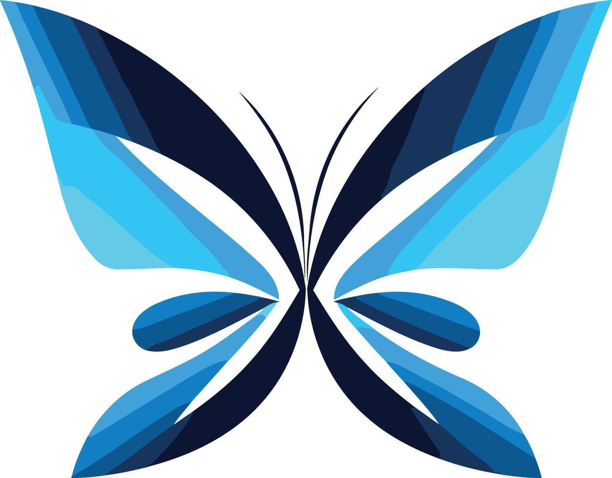 A bold and abstract blue butterfly logo design vector