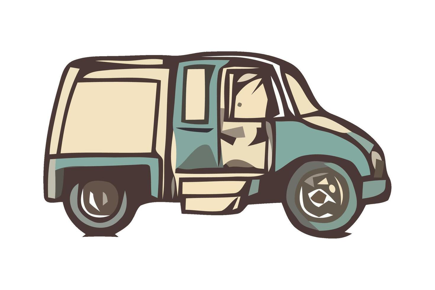 A cartoon van with a side door open vector