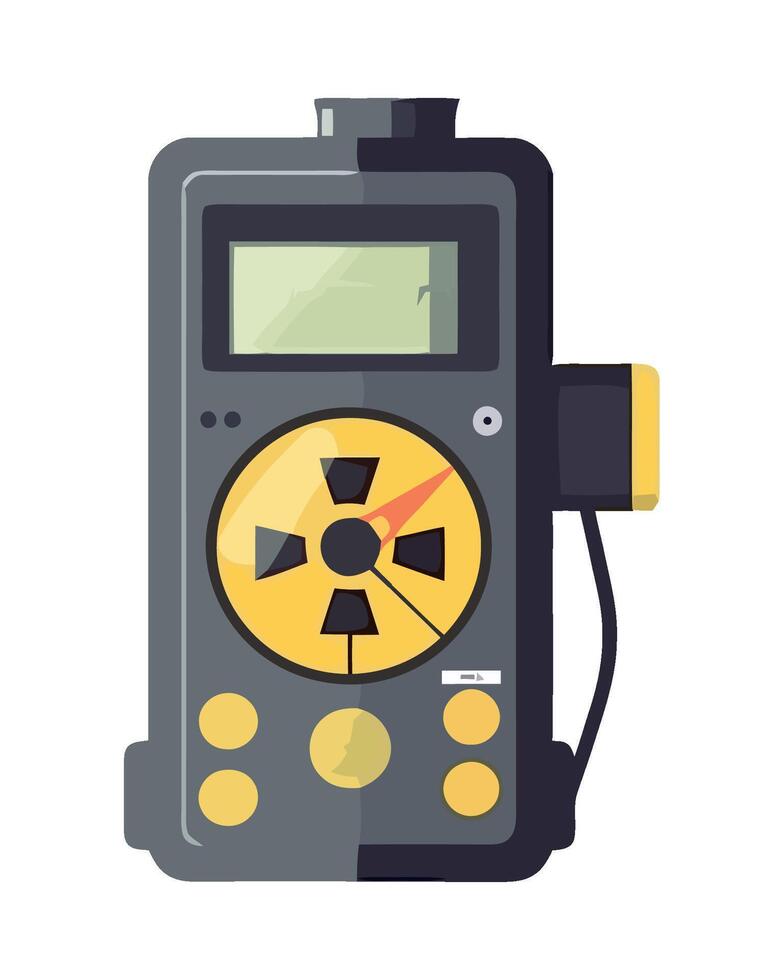 An old radio with a digital display and a yellow button vector