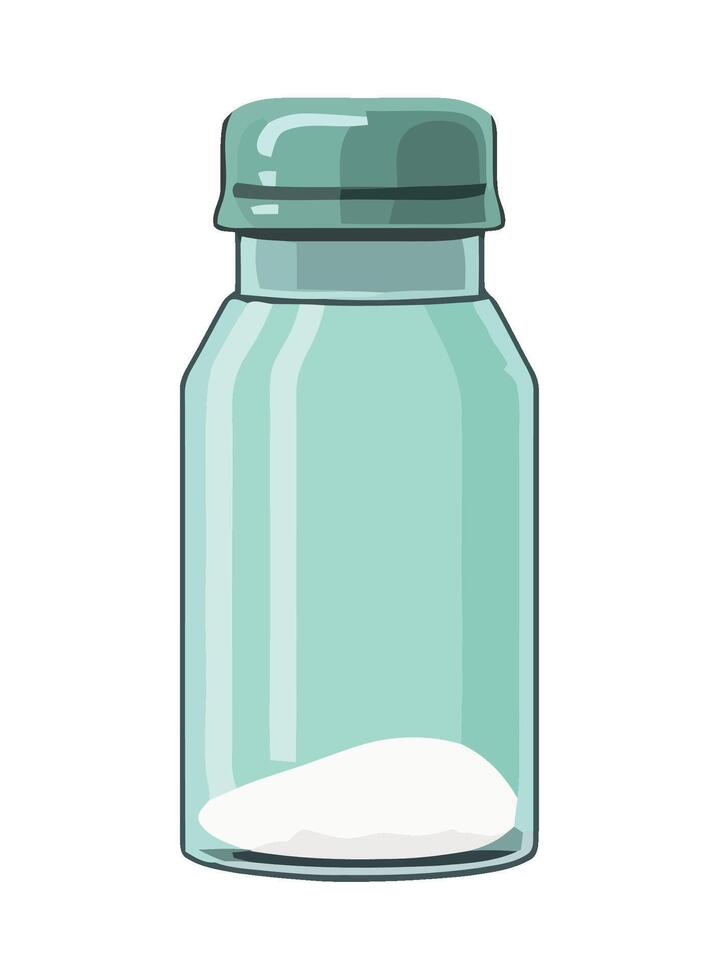 A glass jar with a white powder inside vector