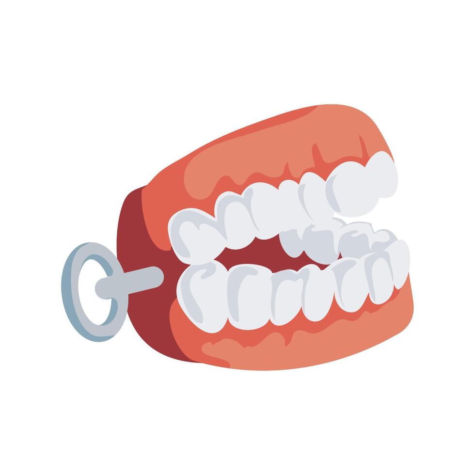 Dental implant with tooth and key illustration on white background vector