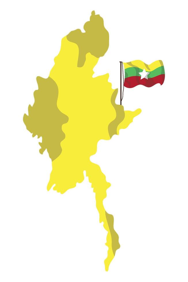 Myanmar map with flag vector