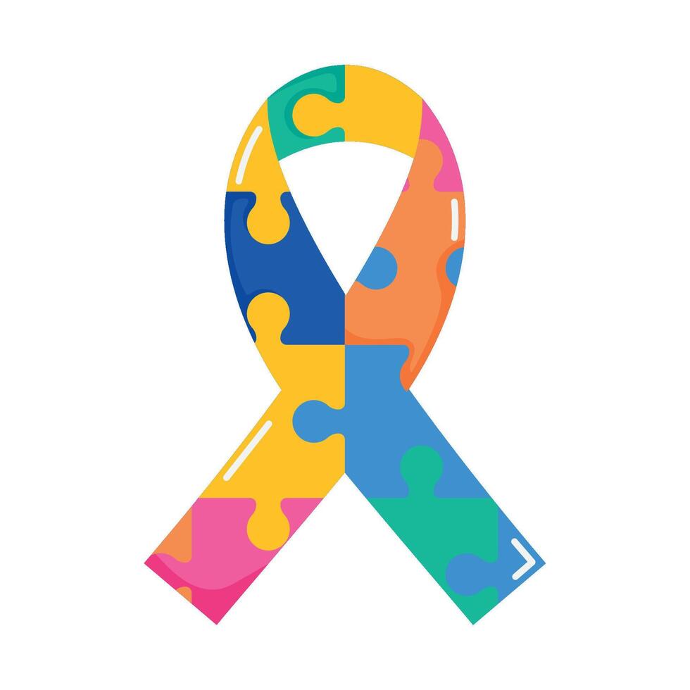 Autism awareness ribbon illustration vector