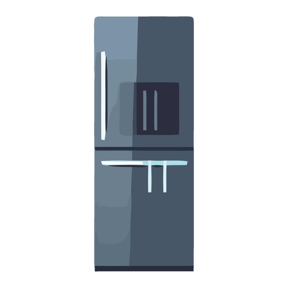 A refrigerator with a door open on a white background vector