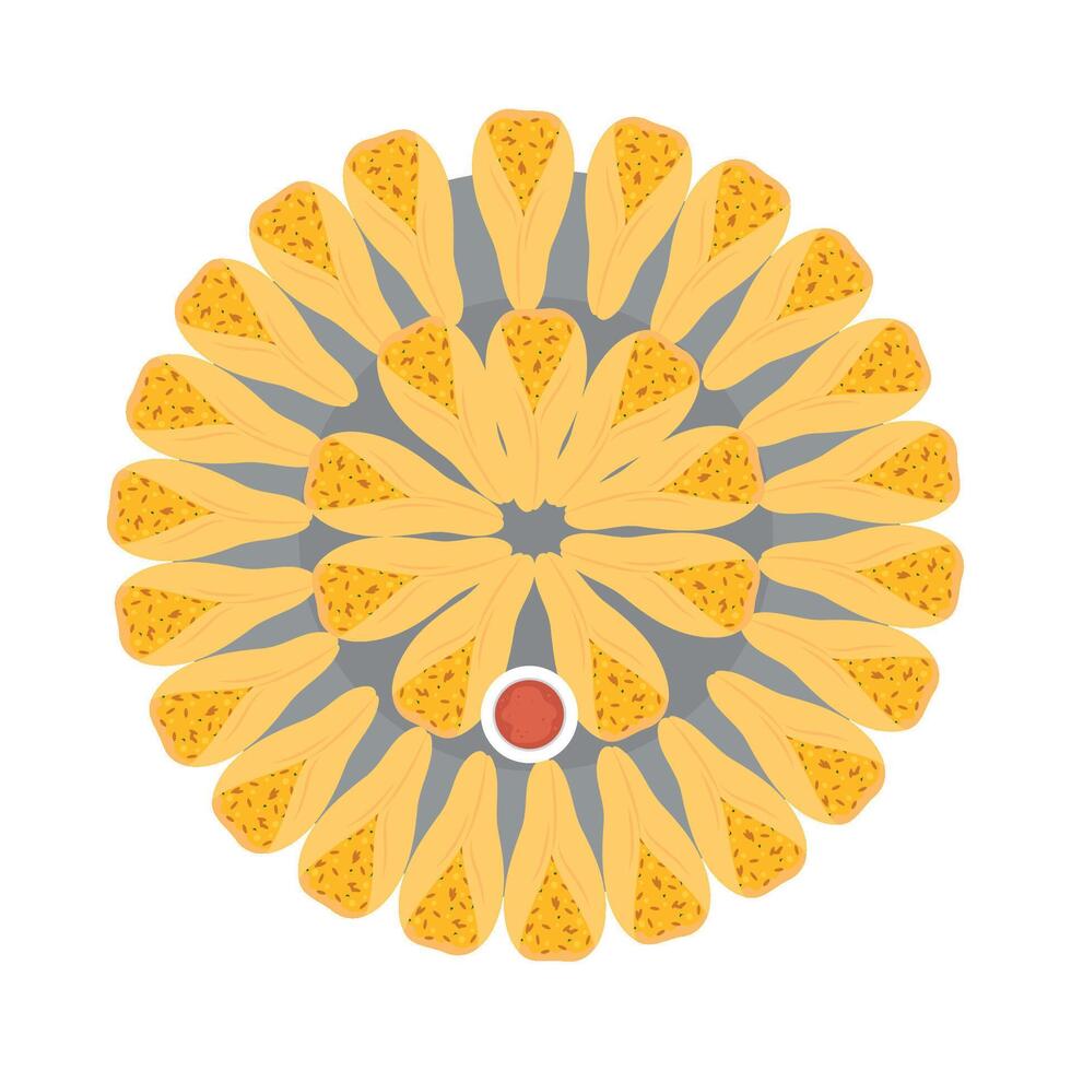 A circular arrangement of yellow and orange slices vector