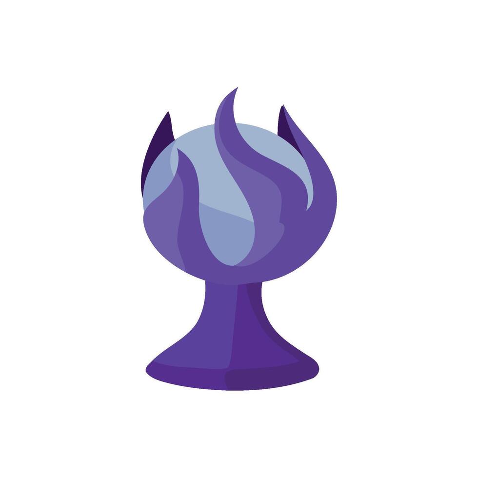 A purple trophy with flames on it vector