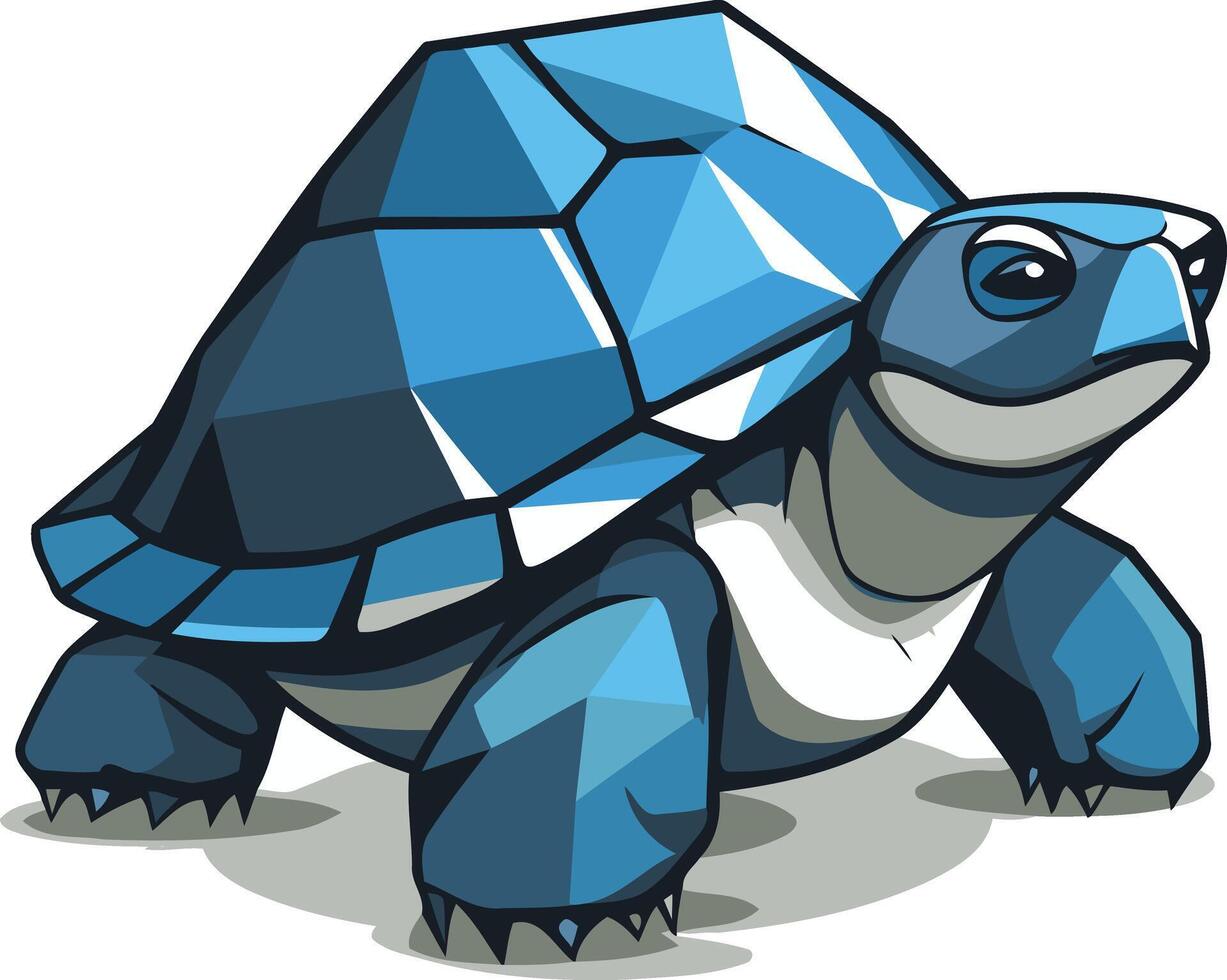 A cartoon turtle with a blue and white shell, perfect for logo design, mascot, or children's illustration vector