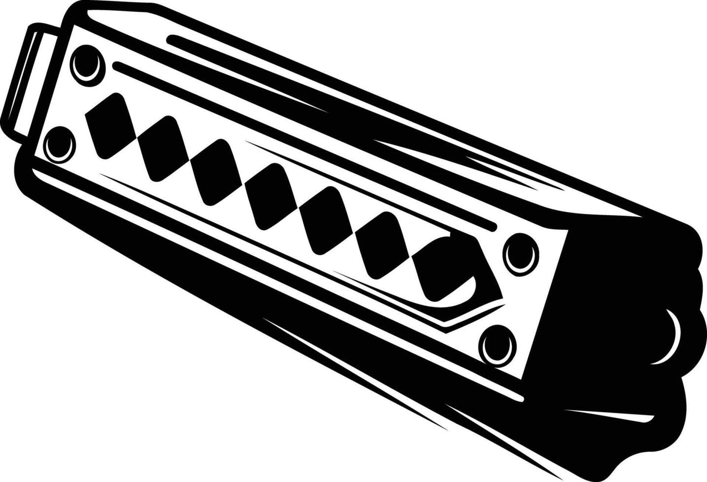 Black and white illustration of a harmonica vector
