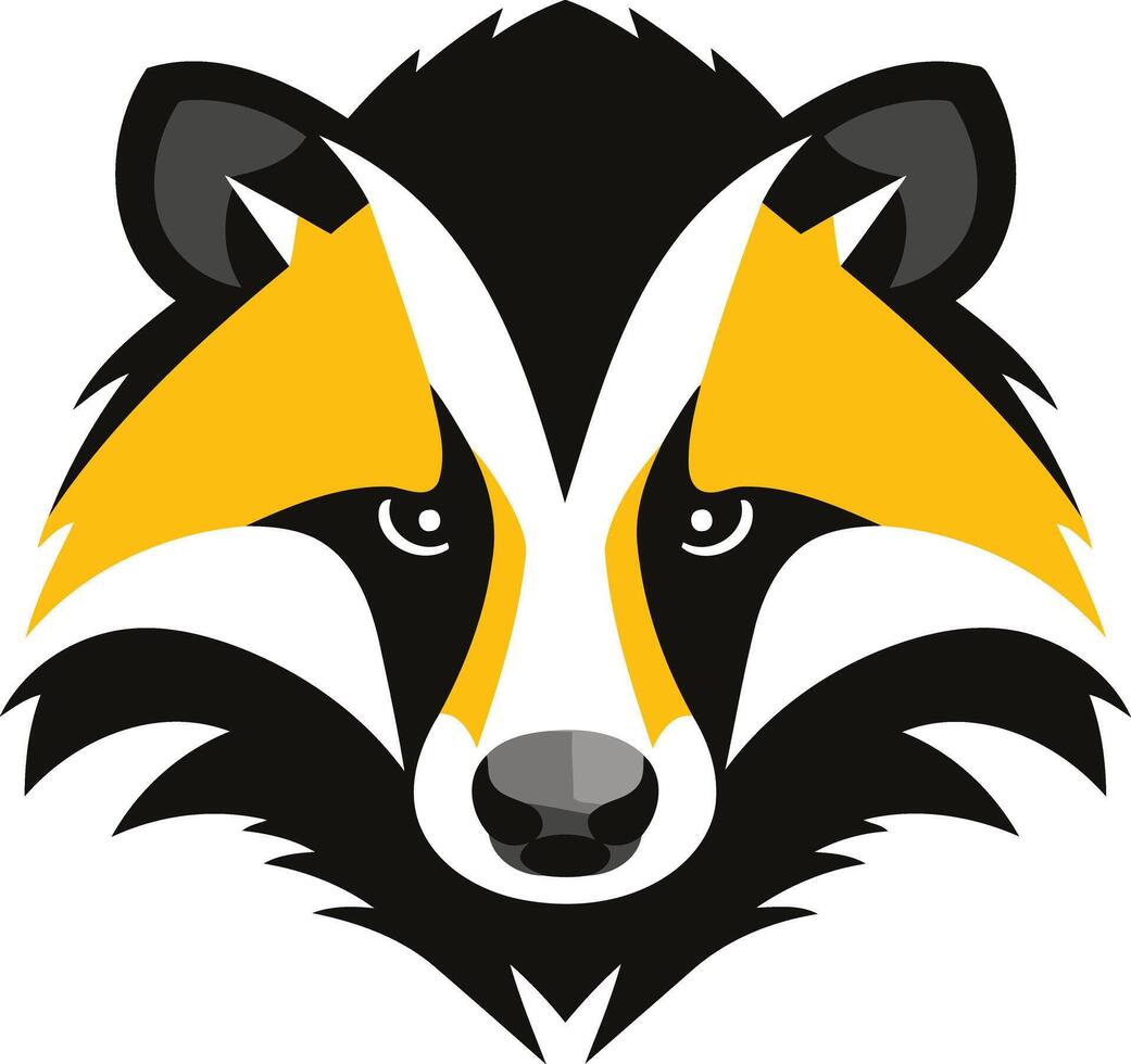 A bold and colorful illustration of a badger's head, perfect for logos, branding, and mascot designs vector