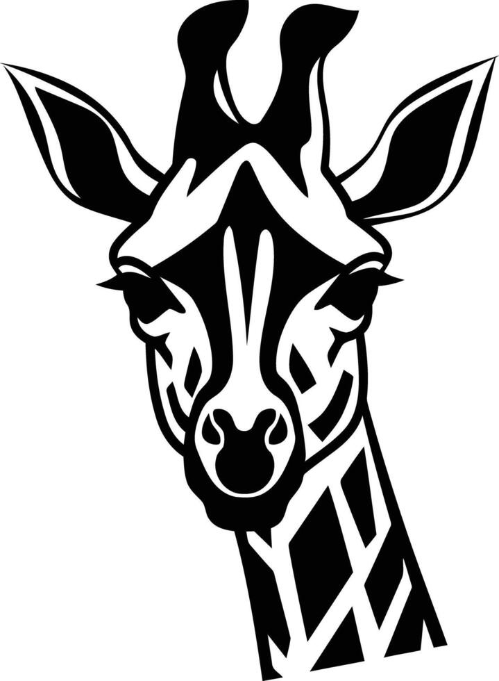 A striking black and white illustration of a giraffe's head, perfect for branding, logos, and designs vector