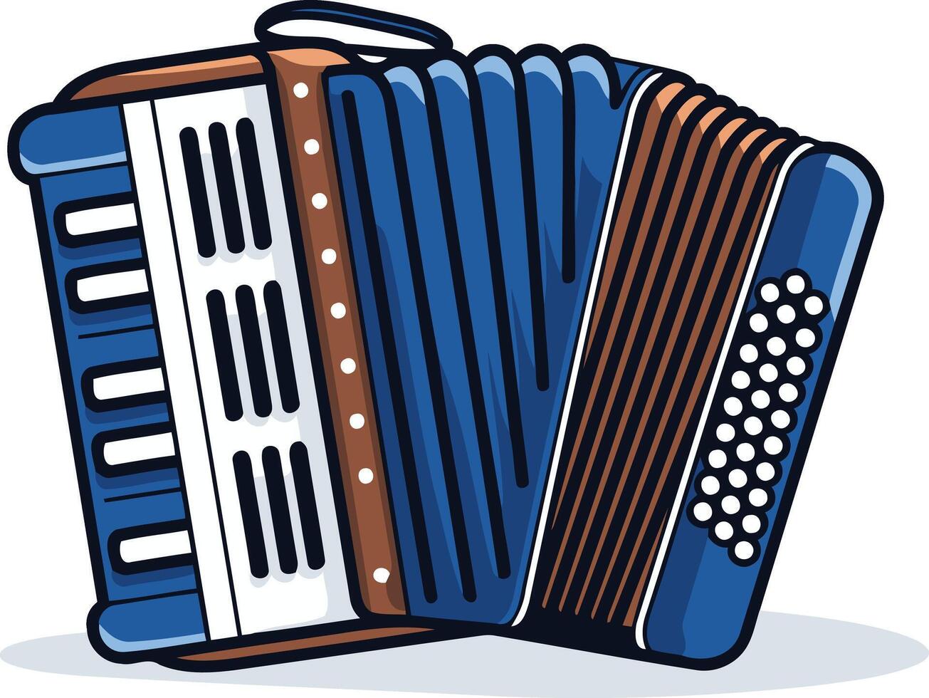 A cheerful cartoon illustration of a blue accordion, perfect for adding a touch of musical fun to your designs vector