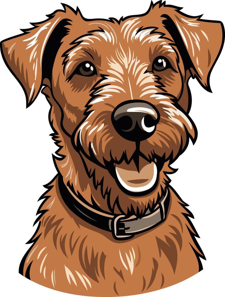 Charming illustration of a friendly irish terrier dog with a happy expression vector
