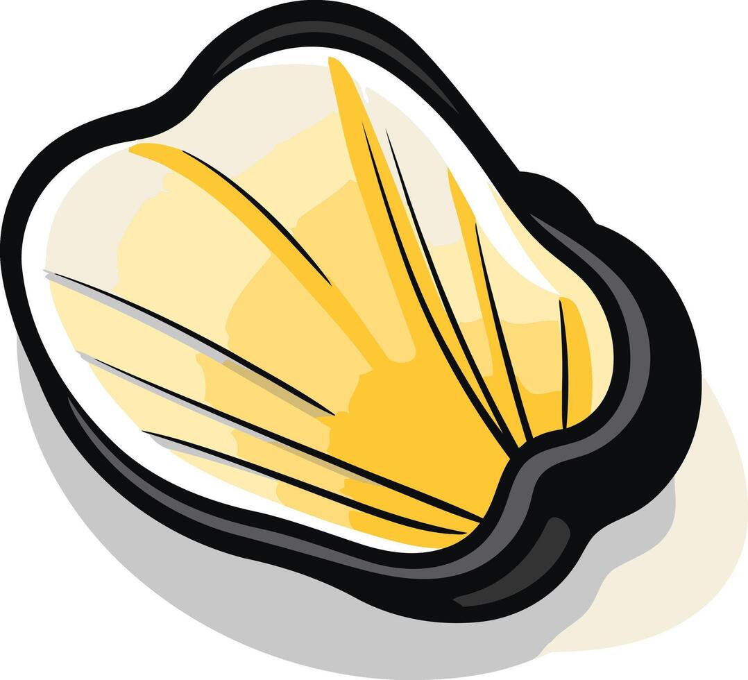 A cheerful cartoon illustration of a seashell, perfect for summer designs, coastal branding, or children's products vector