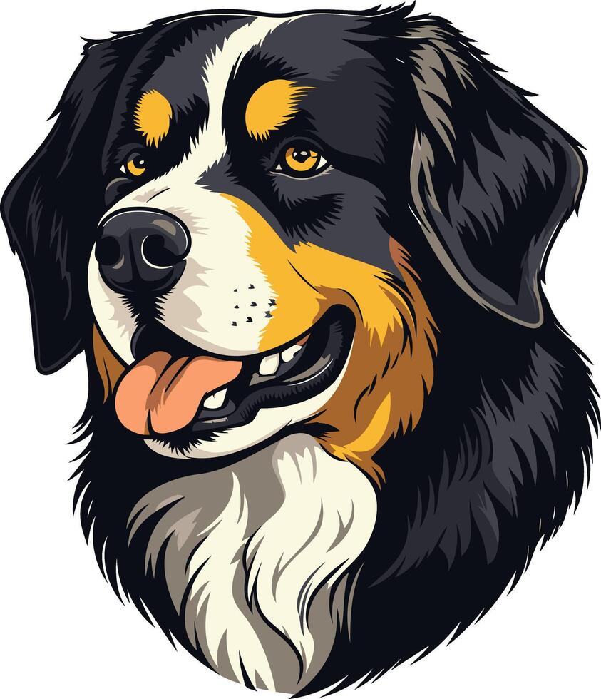 A friendly bernese mountain dog with a happy expression, perfect for dog lover products vector