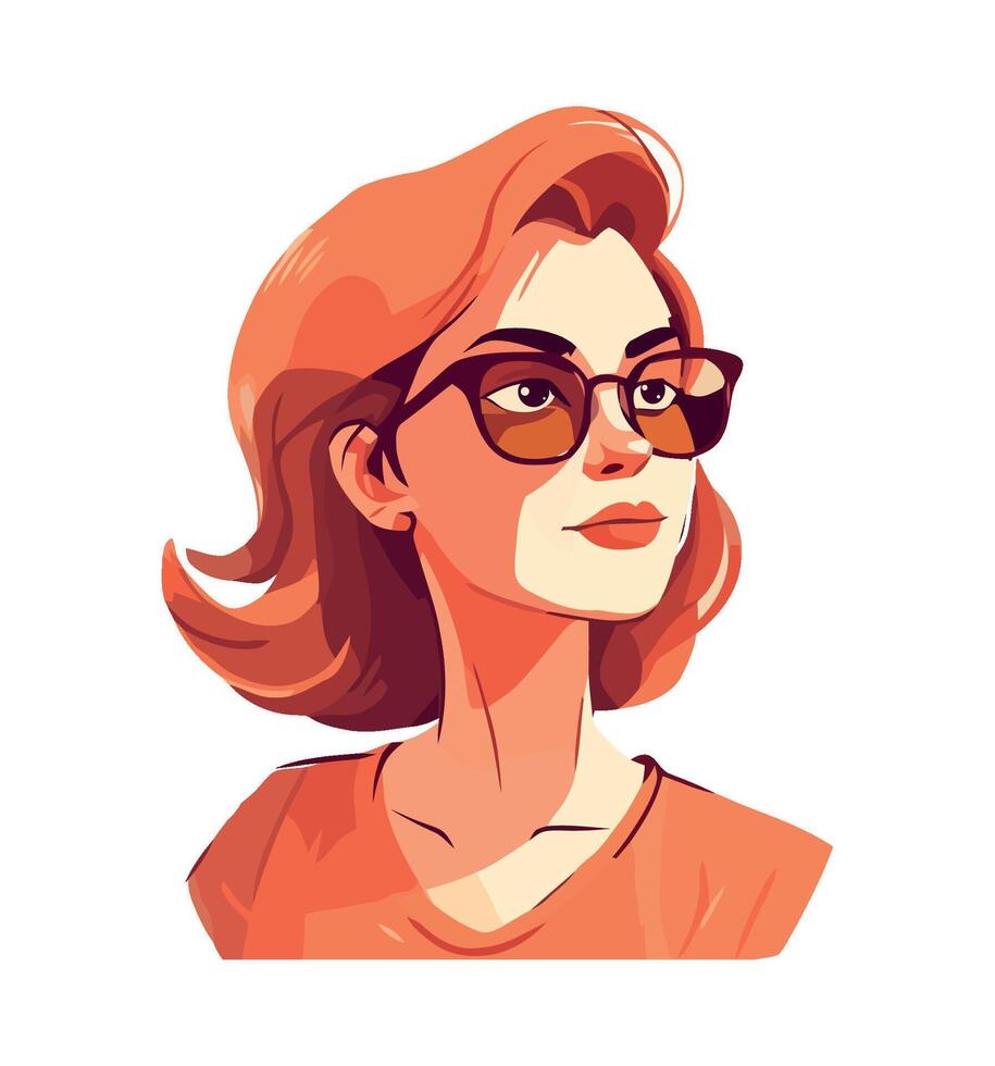 A cartoon woman with glasses on her head vector