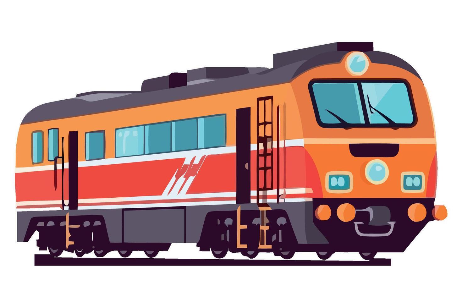 An orange and black train on a white background vector