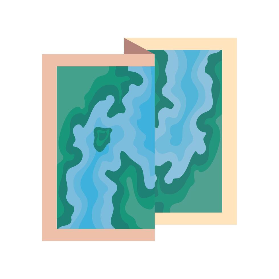 A map of a river and a lake in a book vector