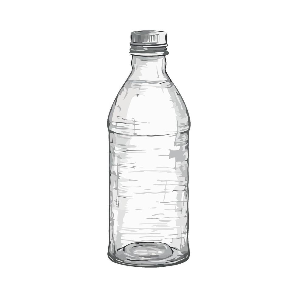A drawing of a clear plastic bottle vector