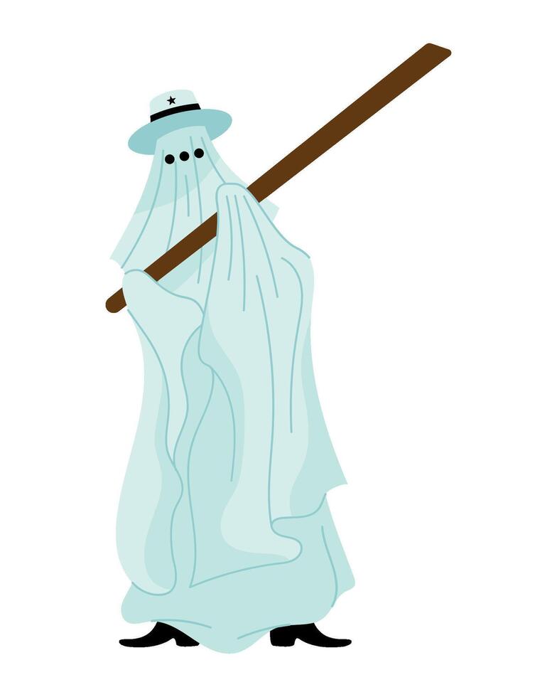 A cartoon ghost with a stick in his hand vector