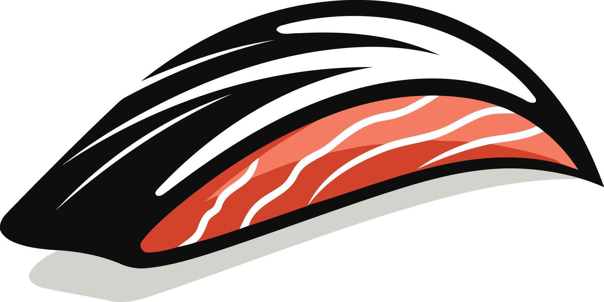 Bold, stylized illustration of a single piece of sushi, perfect for restaurant menus, food blogs, and social media content vector