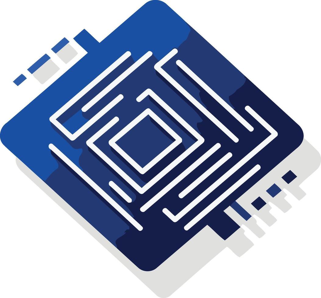 Abstract blue and white logo design with a geometric pattern representing technology, innovation, and connection vector