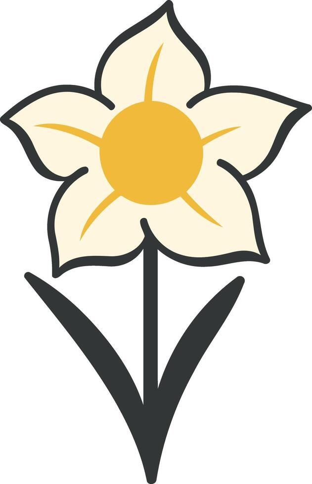 Cute and simple hand drawn illustration of a daffodil flower vector