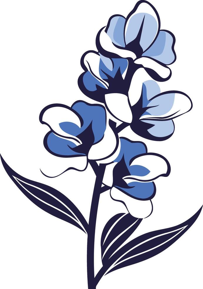 Elegant blue and white flower illustration, perfect for adding a touch of nature to your designs vector