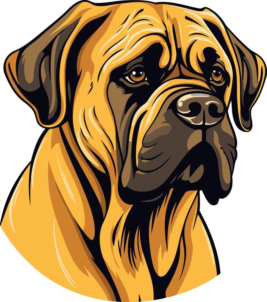 Close up illustration of a majestic bullmastiff, captured in vibrant colors vector