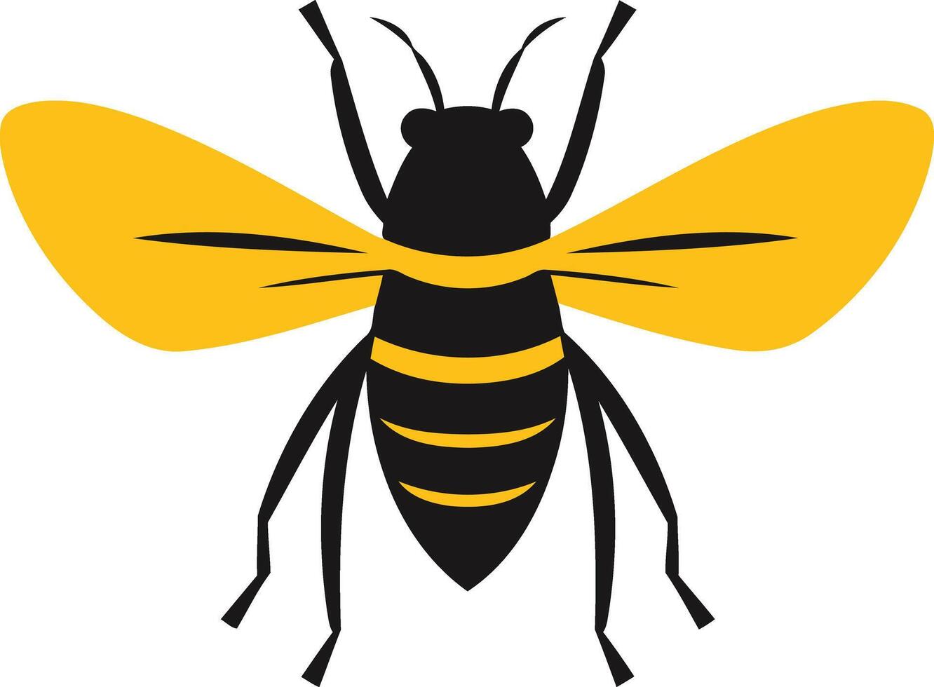 Simple, bold bee icon in black and yellow, perfect for branding, logos, and graphic design projects vector
