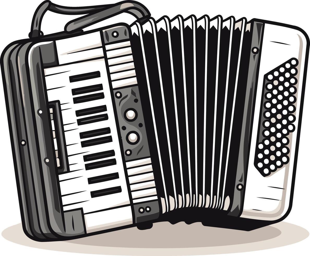 A Black and White Accordion Illustration vector