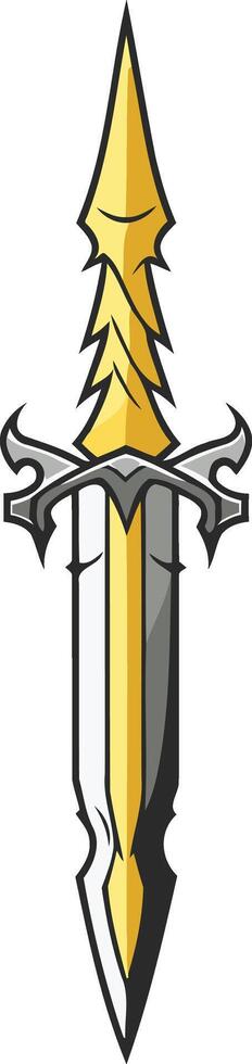 A sharp and stylized illustration of a golden sword, perfect for gaming, fantasy, or medieval themed projects vector