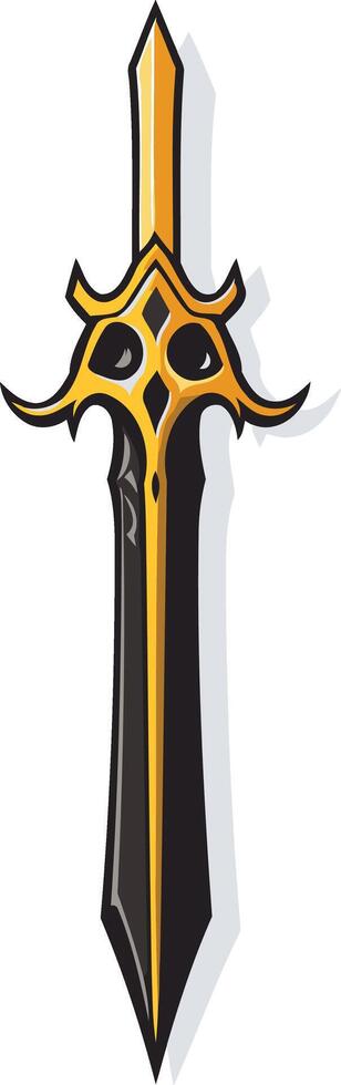 A stylized, cartoon like illustration of a golden sword with a black blade vector