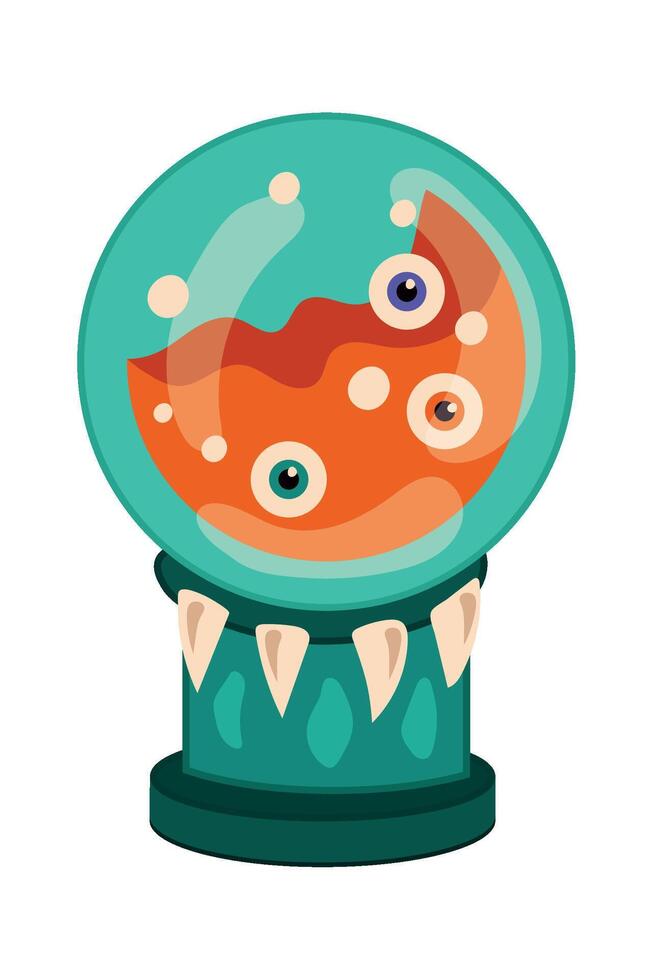 A cartoon monster in a glass ball with eyes vector
