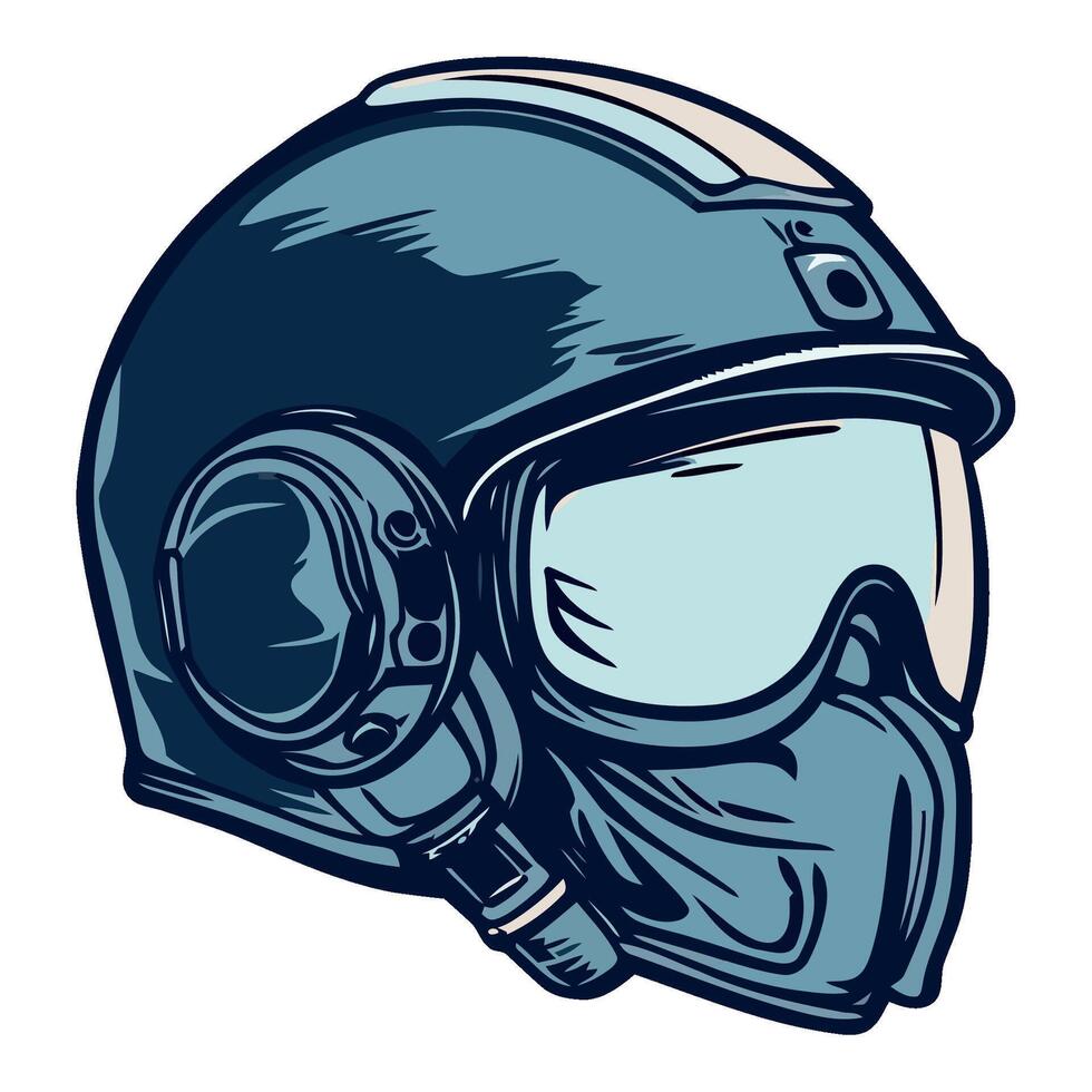 A blue helmet with goggles on it vector