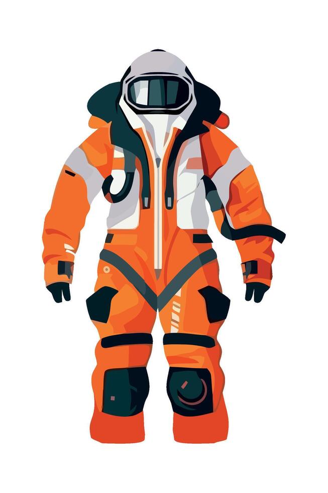 An orange astronaut suit with a helmet and gloves vector