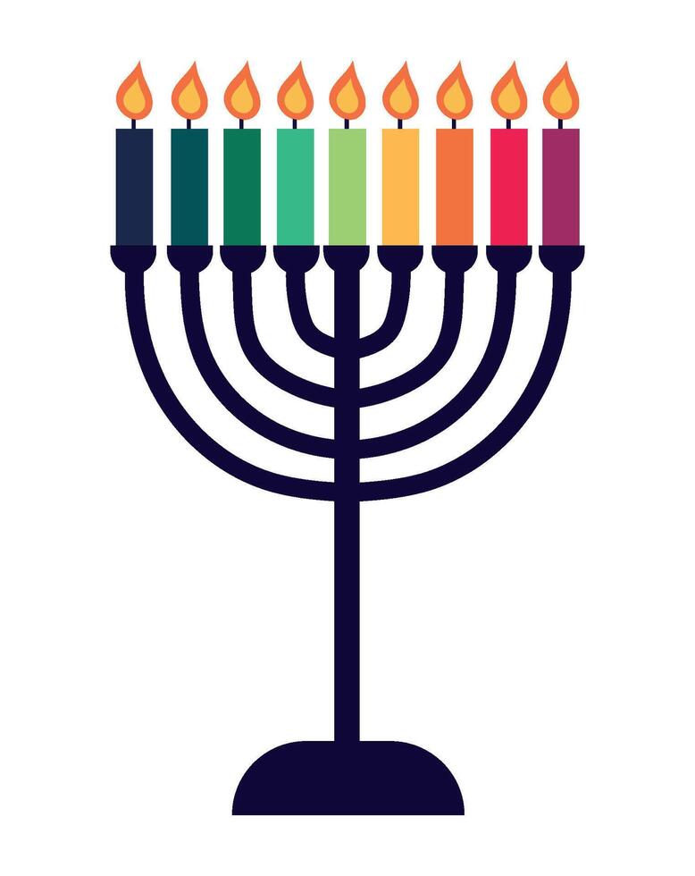 Hanukkah menorah with candles on white background vector