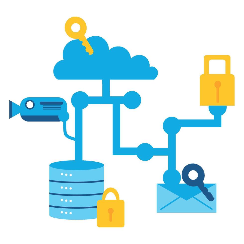 Cloud computing and security 49432502 vector art at vecteezy