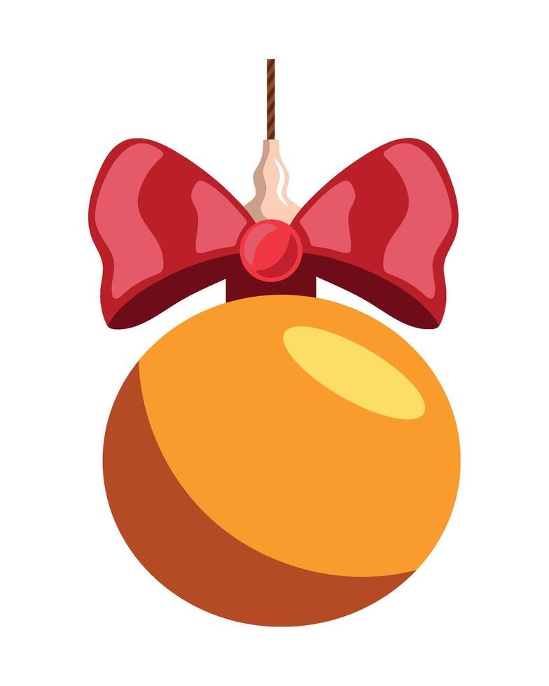 Christmas bauble with red bow hanging on a string vector